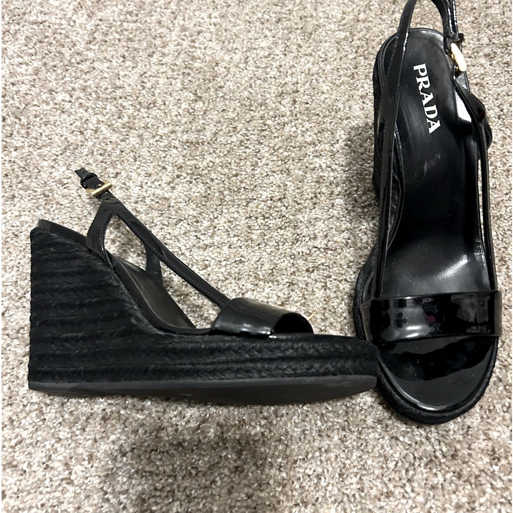 Prada black wedges EUC size 37.5